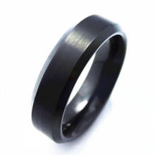 Anéis de tungstênio chapeados do preto à moda dos homens da forma 857 Matting de 6mm